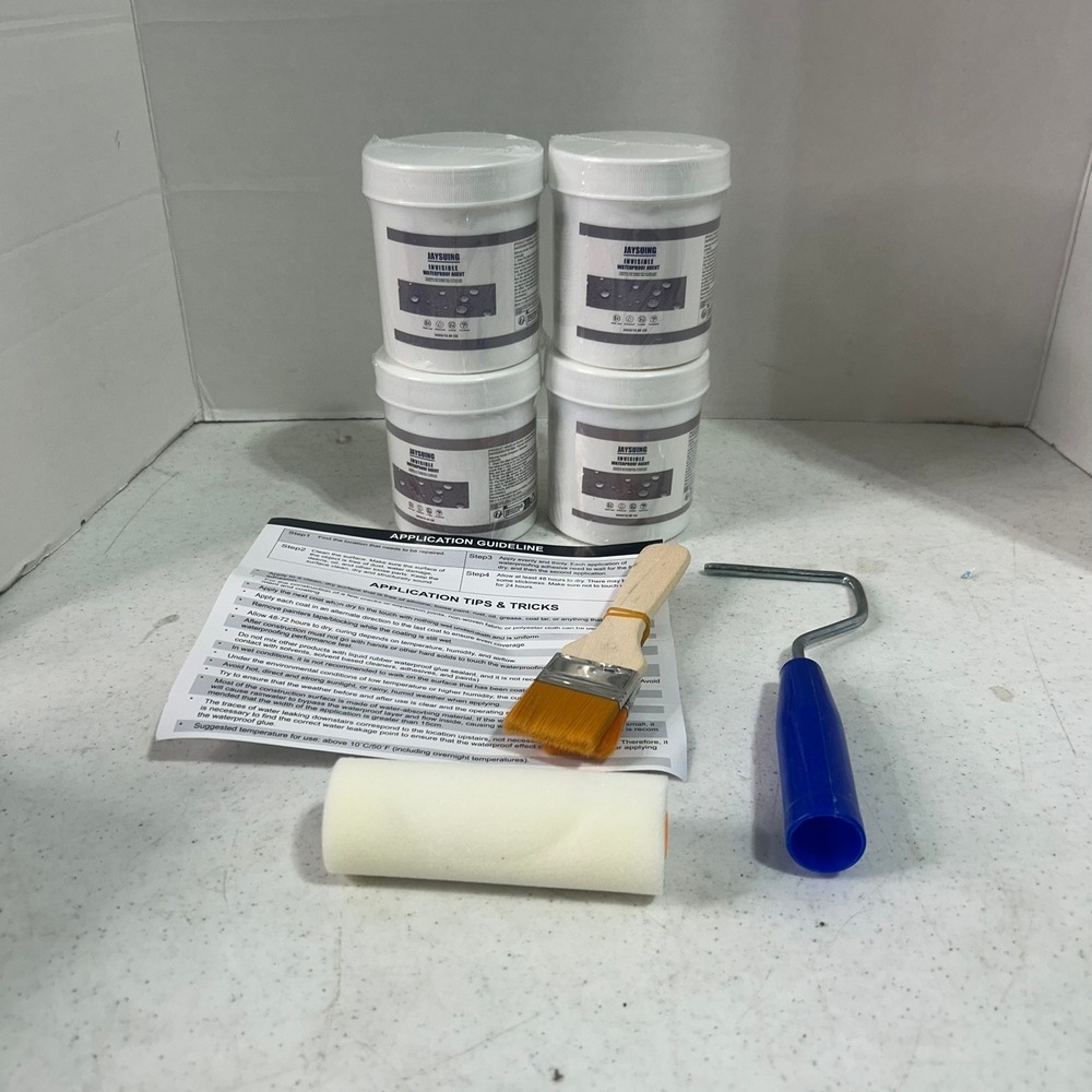 Jaysuing Invisible Waterproof Agent 4 Pack 300g Leak Repair Kit Brush Roller